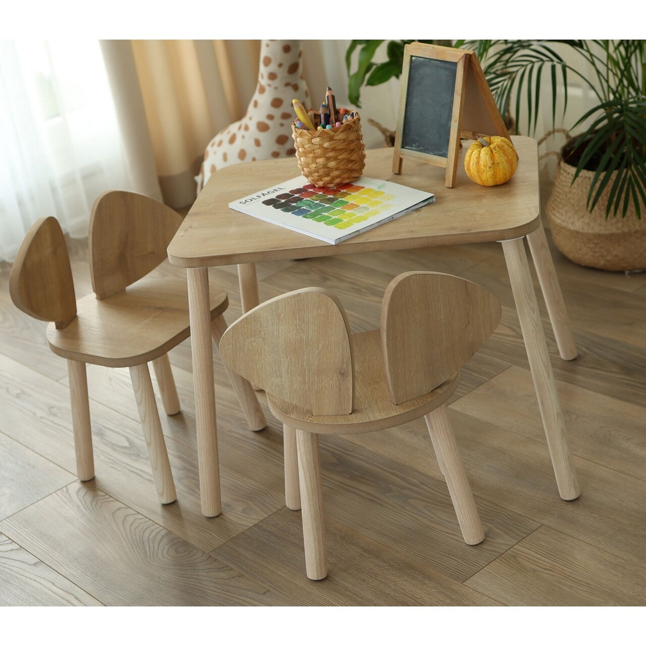 Set masa si scaun pentru copii, Hanah Home, Mickey Two Chair Set, Maro - imagine 5